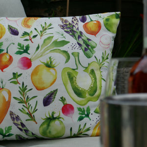 Luxury Linen cushion with Asparagus and Pepper design