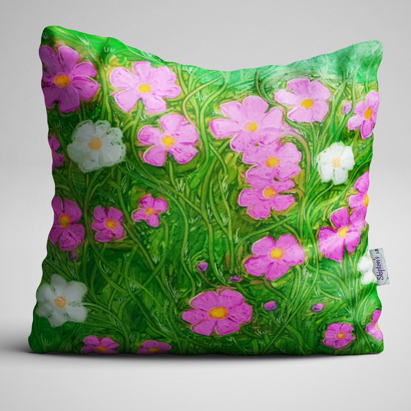 Cosmos flower designed luxury velvet cushion
