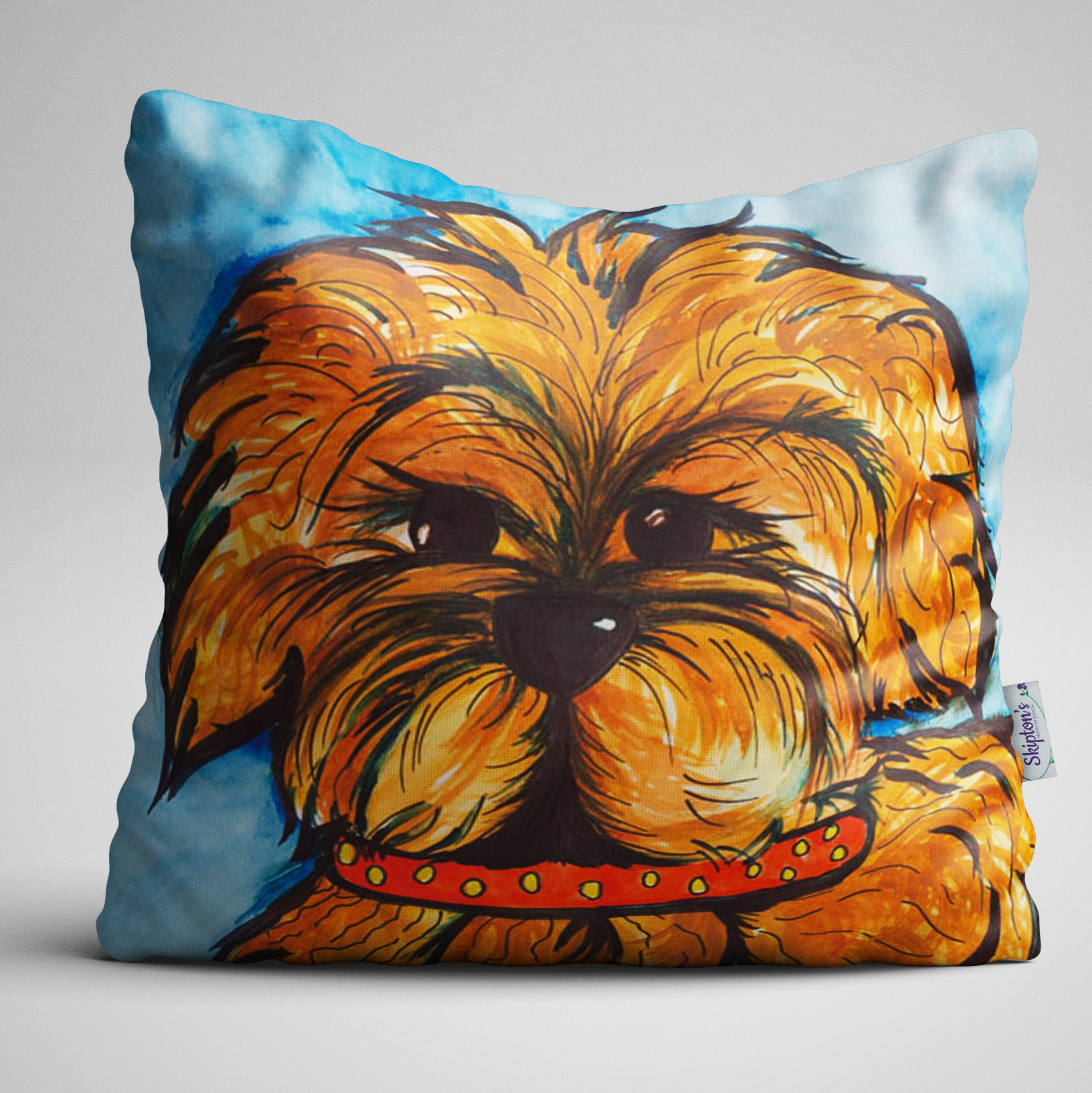 Luxury Velvet Cushion with dog face design