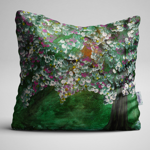 Luxury Designer Velvet Cushion with Apple Blossom design