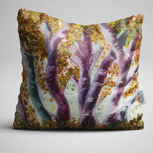 Luxury Designer  Velvet Cushion with Woods in Autumn design