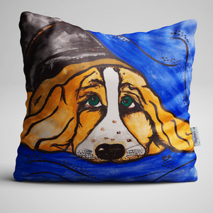 Luxury Designer Velvet Cushion with Basset Hound design