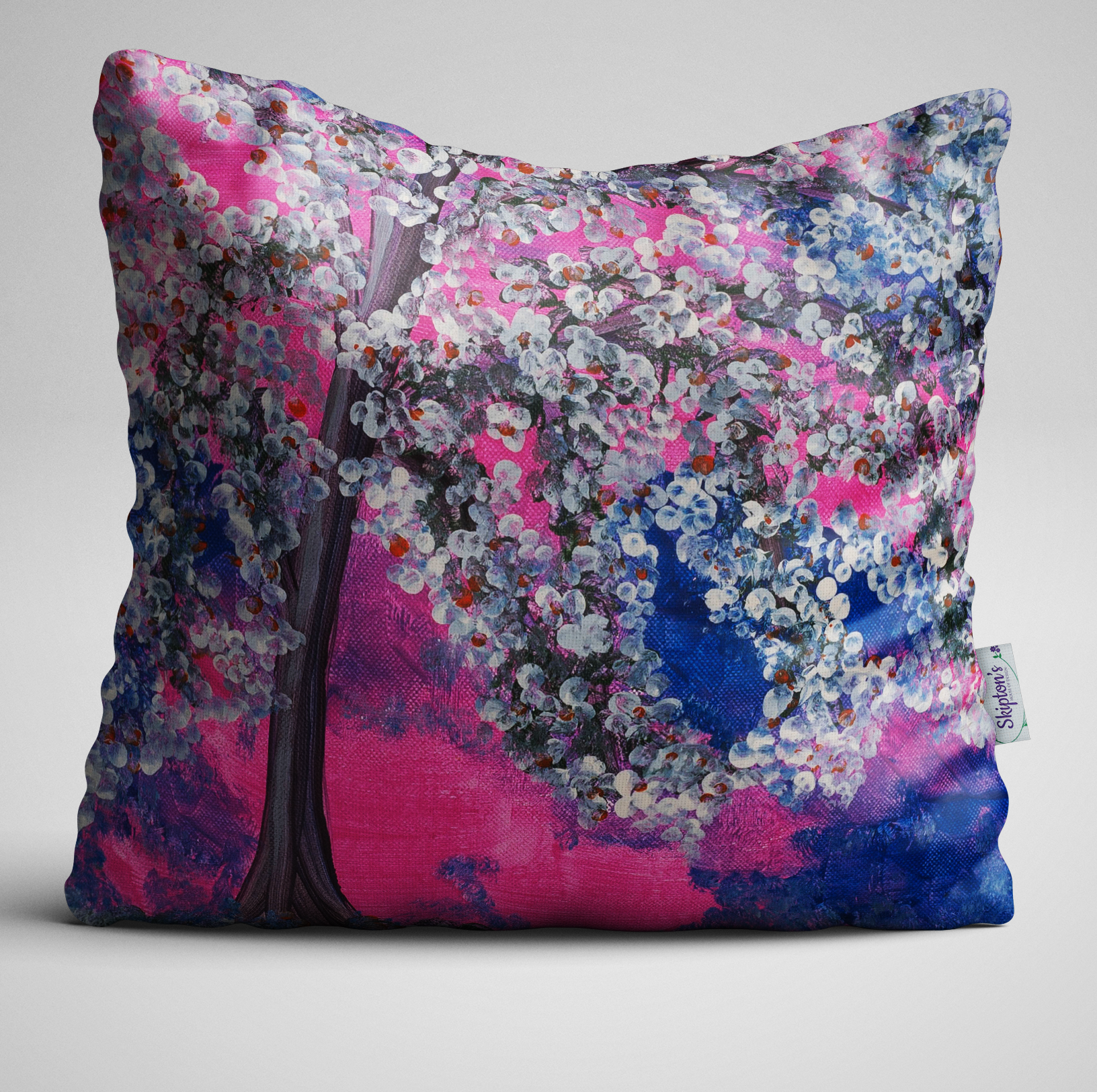 Luxury Designer Velvet Cushion with Cherry Blossom design