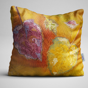 Luxury Designer velvet cushion with fallen autumn leaves design