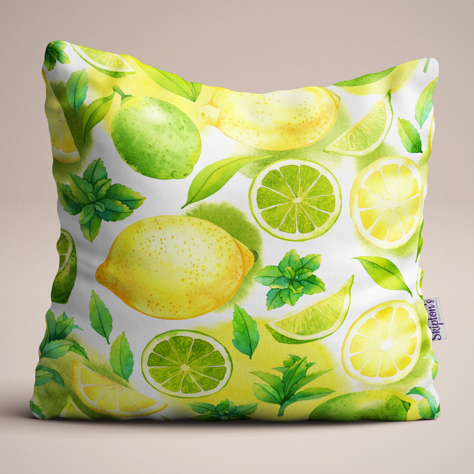 Lemon and Lime Luxury Linen Cushion design